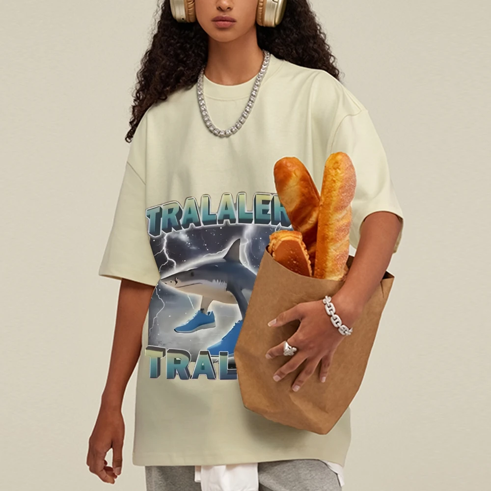 

Tralalero Tralala Shoe Shark Graphic Tee Meme Playful Kids Oversized Washed Shirt Men Women Comfort Color Top Wearing