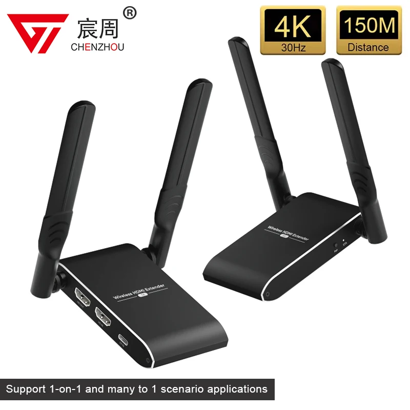 

4K Wireless HDMI-Compatible Extender 150m Capable Transmitter & Receiver Suited for CCTV PC Satellite TV Ensuring Sharp Viewing