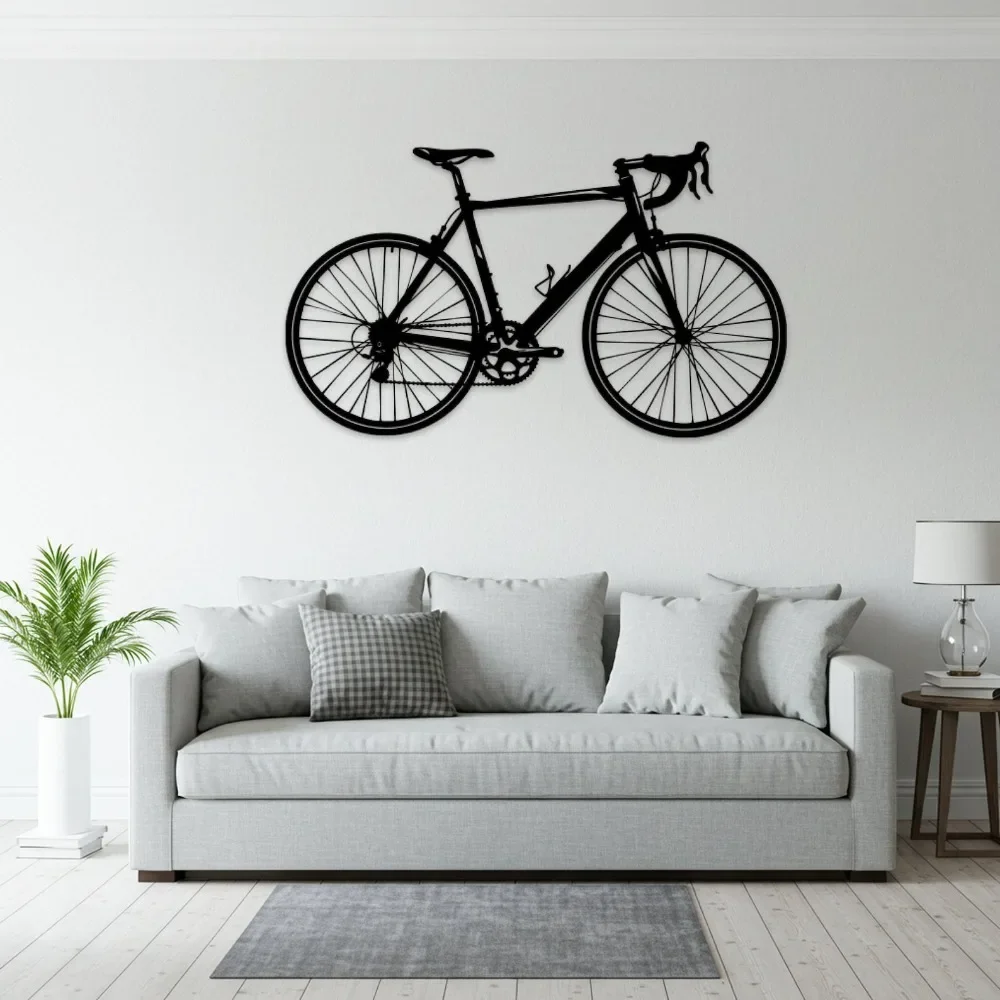 Oversized Road Bicycle Metal Decor, Modern Sports Bike Wall Art, Outdoor Sign, Cycling Gift for Cyclists