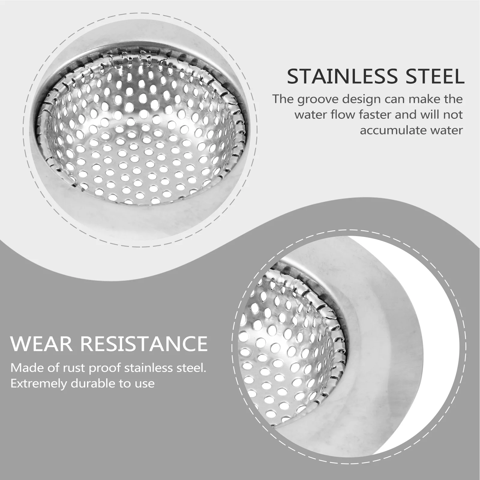 

2Pcs Stainless Steel Shower Drain Protector Hair Stopper Rustproof Floor Drain Cover for Bathroom Tub Kitchen Sink