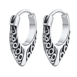 Gothic Hoop Earrings for Men Boys, Rock Punk Stainless Steel Stylish Huggie Hoops Ear Gifts for Him Jewelry