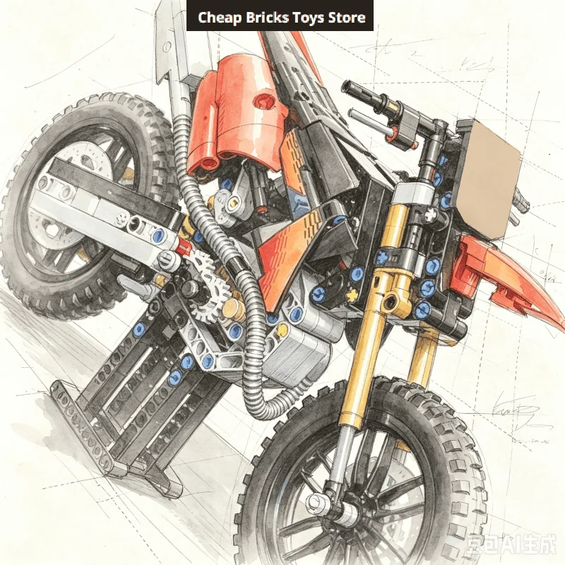 In Stock 457pcs Off Road Motocross Dirt Bike Bricks Building Blocks Technical Racing Motorcycle Christmas Gifts for Adults Toys