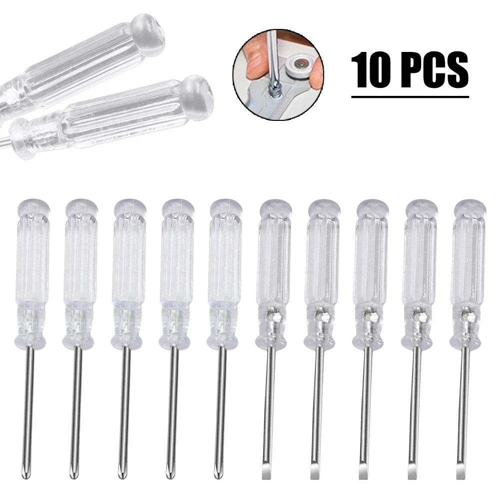 Nutdrivers Screwdrivers Workshop Equipment 10Pcs Slotted Cross Small Items Transparent Handle 45 Steel Hand Tools