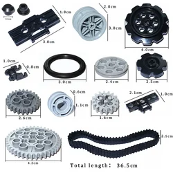 Bloques de construcción de correa de tanque de cadena de enlace, piezas técnicas, ruedas de pista, camión, engranaje de coche, MOC, juguetes de ladrillo a granel 3711, 3873, 88323, 57520