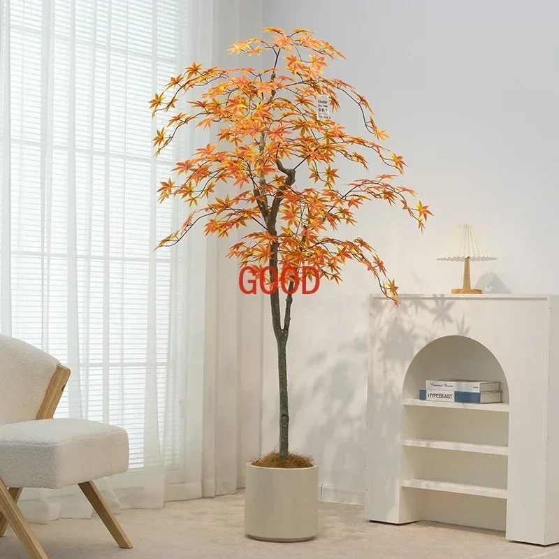Simulation Plant Red Maple False Tree Large Indoor Potted Plant Landscaping Decorative Green Plants