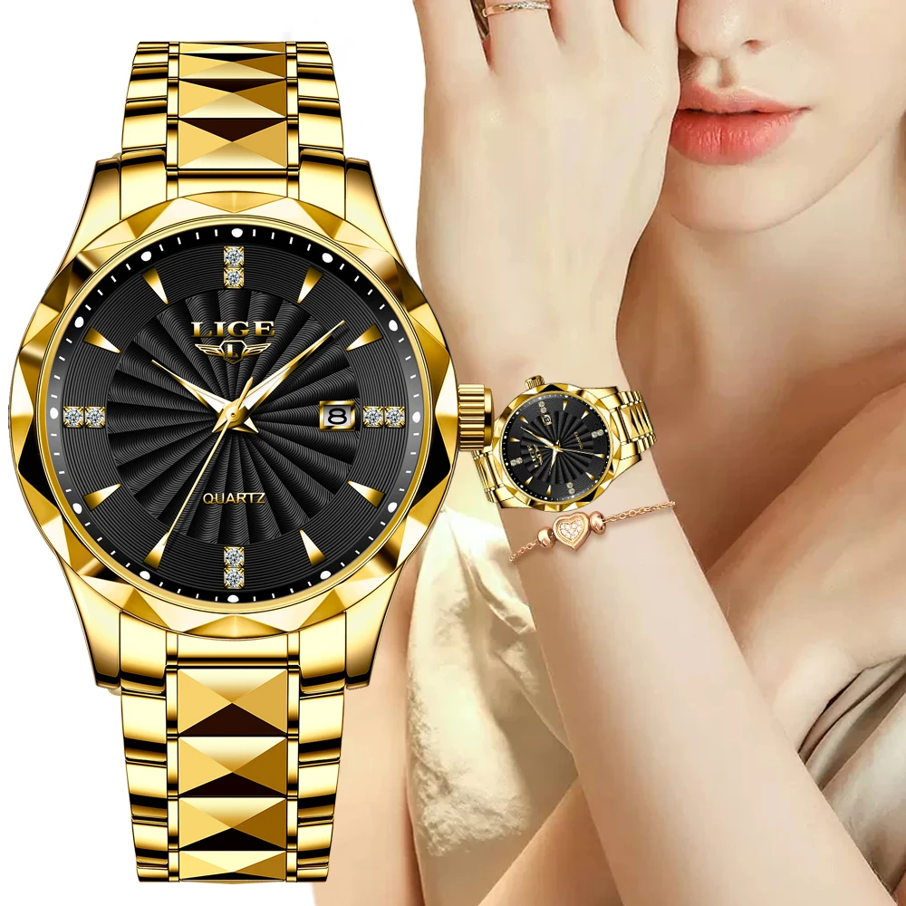 LIGE Waterproof Watches For Women Top Brand Luxury Fashion Women Watch Military Sport Date Quartz Chronograph Relogios Feminino