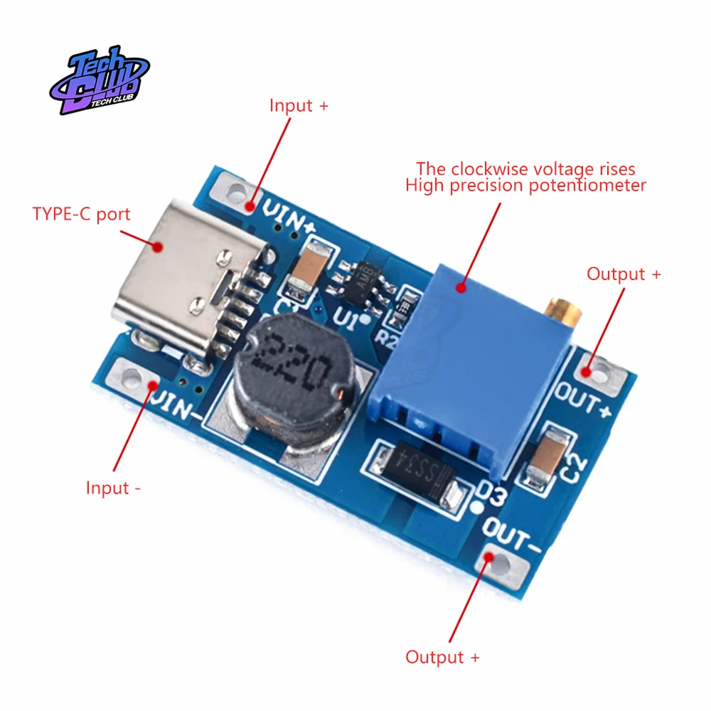 Type-C Micro USB MT3608 DC-DC Step Up Converter Booster Module Boost Step-up Board Power Supply Accessories