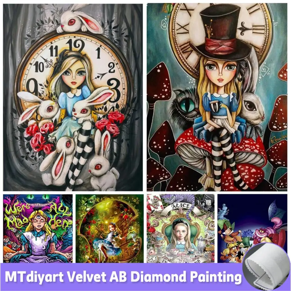 

Alice In Dream Diamond Art 5D алмазная живопись AB Чеширский кот наборы крестиков полная дрель вышивка мозаика картина 2023 Новинка