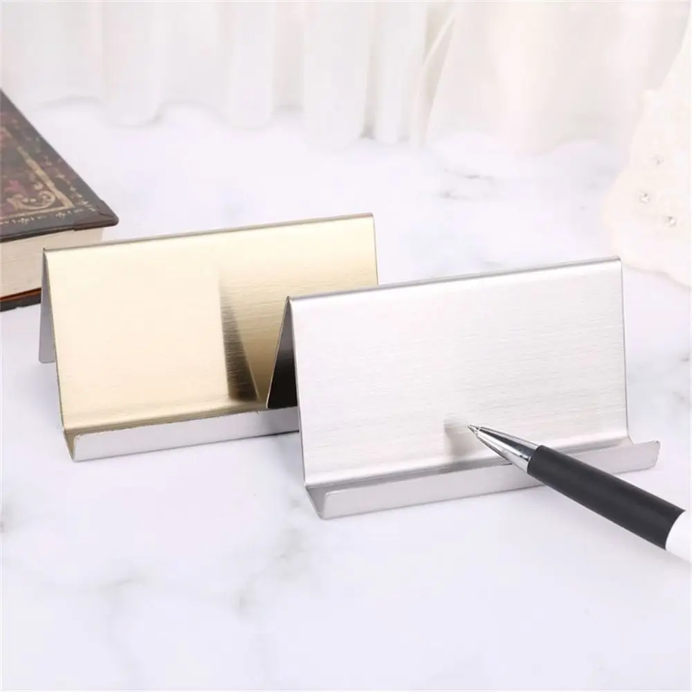 Holder Stainless Steel Desktop Metal Business Card Storage Business Card Holder Name Tag Display Rack Name Card Display Stand