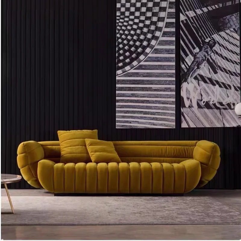Italian Design Light Luxury Fabric Sofa Model Room Designer Ins Hotel Beauty Salon Banana Boat Sofa