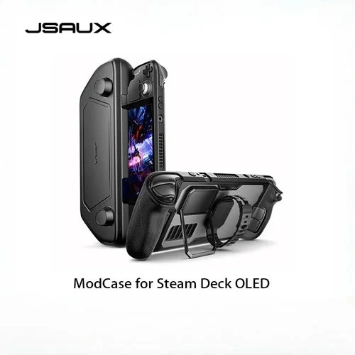 JSAUX ModCase para Steam Deck OLED, absorción de golpes, modularización anticaídas, accesorios para juegos con carcasa frontal desmontable