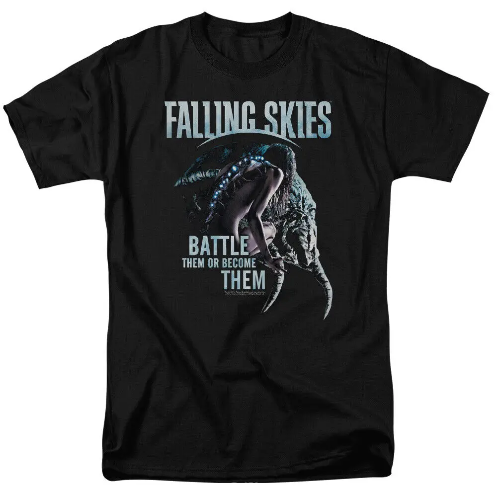 Falling Skies Battle Or Become T Shirt Licensed Sci Fi Alien TV Show UFO Black