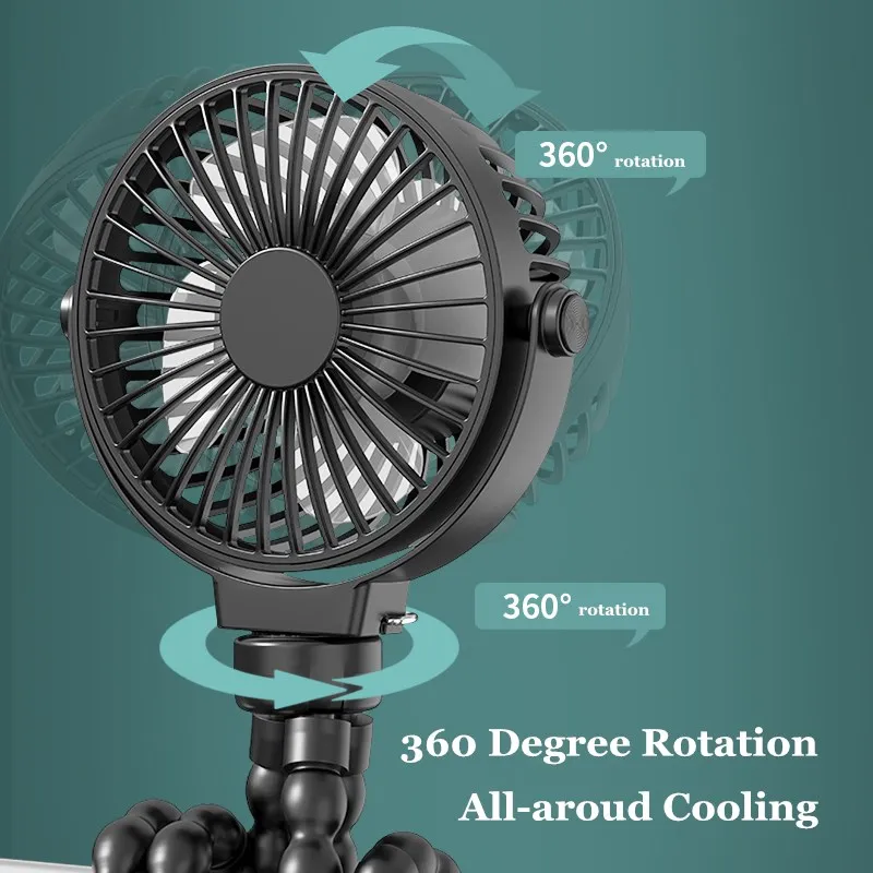 Desktop Stroller Octopus Fan With Detachable Tripod USB Rechargeable Portable Hanging Adjustable Cool Fans For Crib Dormitory