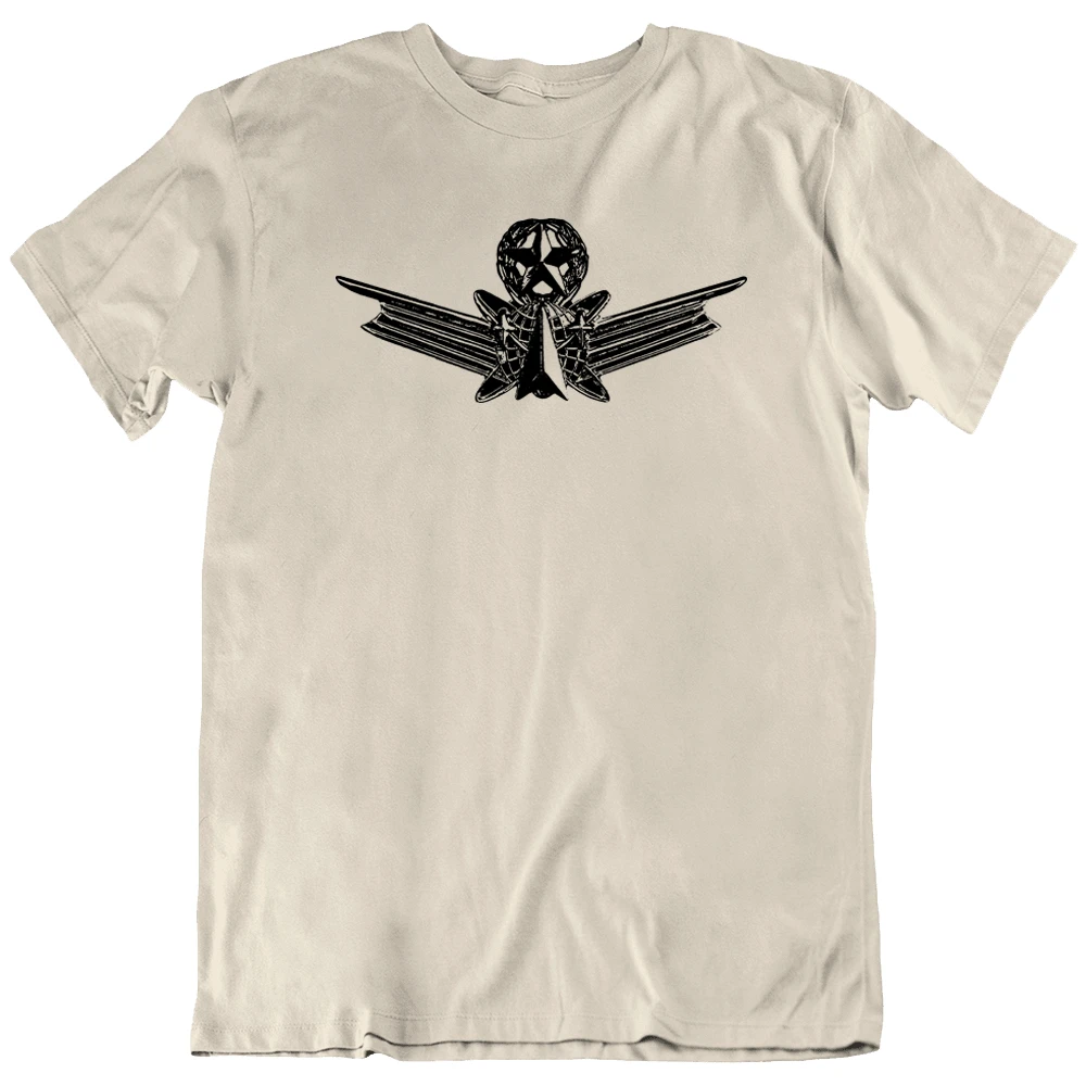 Army Space Badge Vintage USAF Veteran Military T-Shirt， Summer 100% cotton O-neck short sleeve casual printed T-shirt.