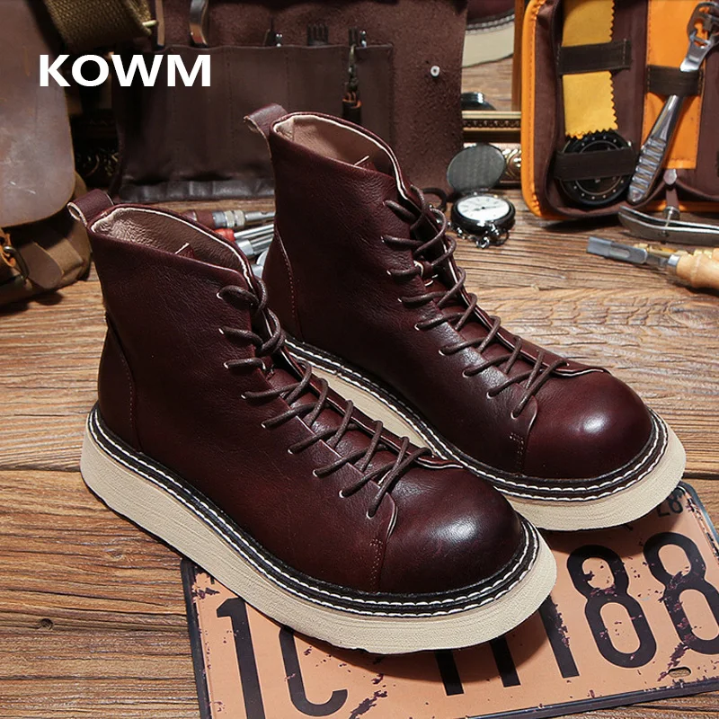 KOWM botas de senderismo impermeables piel vacuna para hombre tácticas