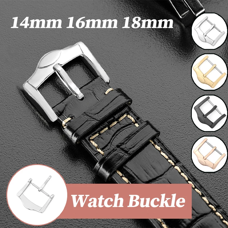 Mittlere gebürstete Uhrenschnalle aus Edelstahl, 14 mm, 16 mm, 18 mm, Silber, Roségold, Schwarz, Uhrenarmband, Uhrenzubehör