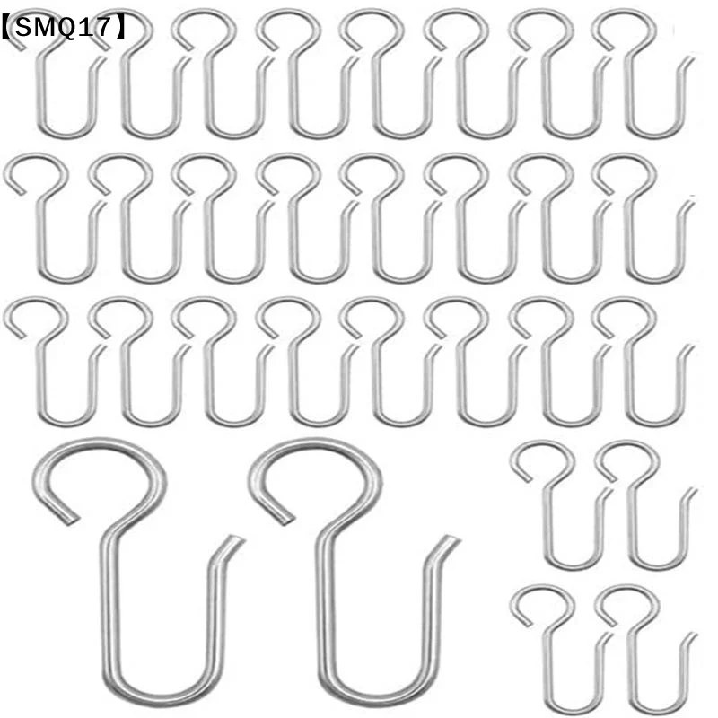 30Pcs Handy Curtain Accessories Metal Curtain Track Install Hooks S Shaped Metal Ceiling Shower Curtain Decoration Hooks【SMQ】