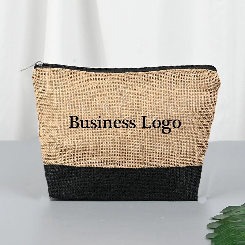 Nome personalizzato borsa per il trucco in lino pochette borse per cosmetici da damigella d'onore personalizzate Girls Trip Bridal Hair Salon Boutique Business Logo