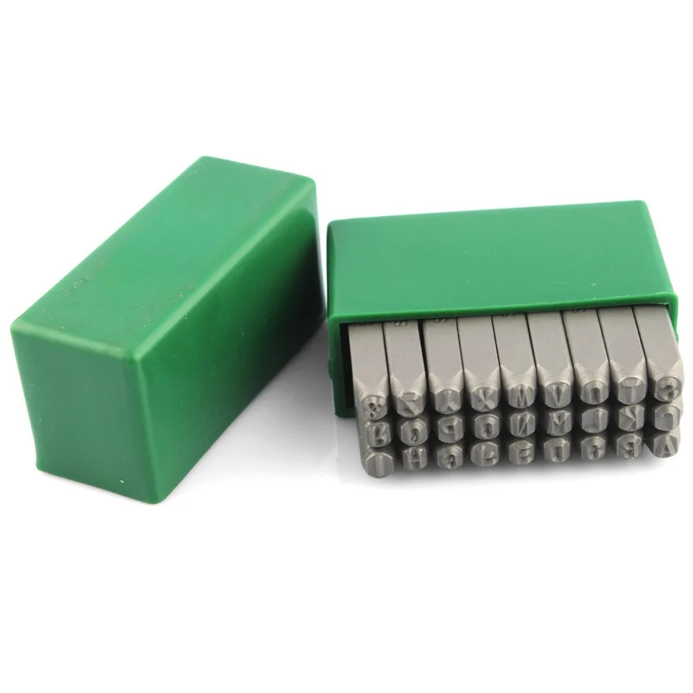 27PC Steel Letter Number Punch Set Flat Head Metal Stamps 3mm 4mm 5mm 6mm 8mm for Industrial Engineering and DIY Projects
