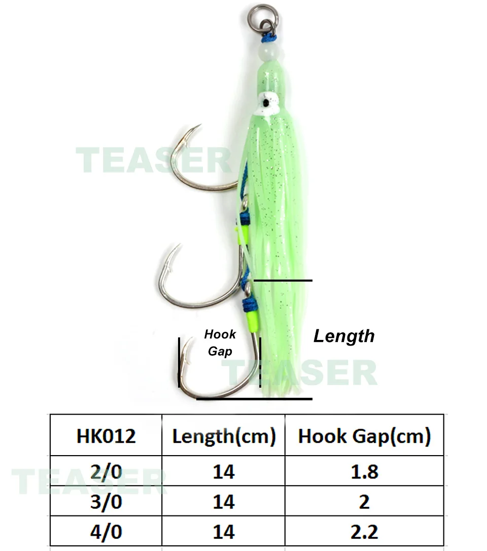 TEASER HK012/HK025 Inchiku Triple Jigging Hook Saltwater Octopus Squid Luminous Snapper Sea Fishing Assist Jigs Hooks Soft Bait image 2