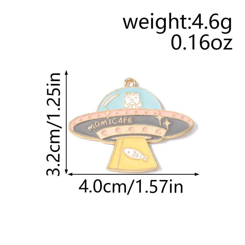 Duarte 20Pcs/Lot Cute Enamel Spaceship Charms Pendants for DIY Drop Earrings Necklaces Bracelets Jewelry Making Accessories