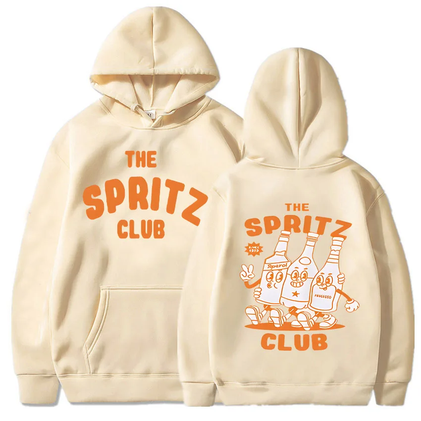 Aperol Spritz Club Hoodies Men\'s Harajuku Vintage Cocktail Sweatshirts Unisex Round Neck Long Sleeve Social Retro Pullovers Tops