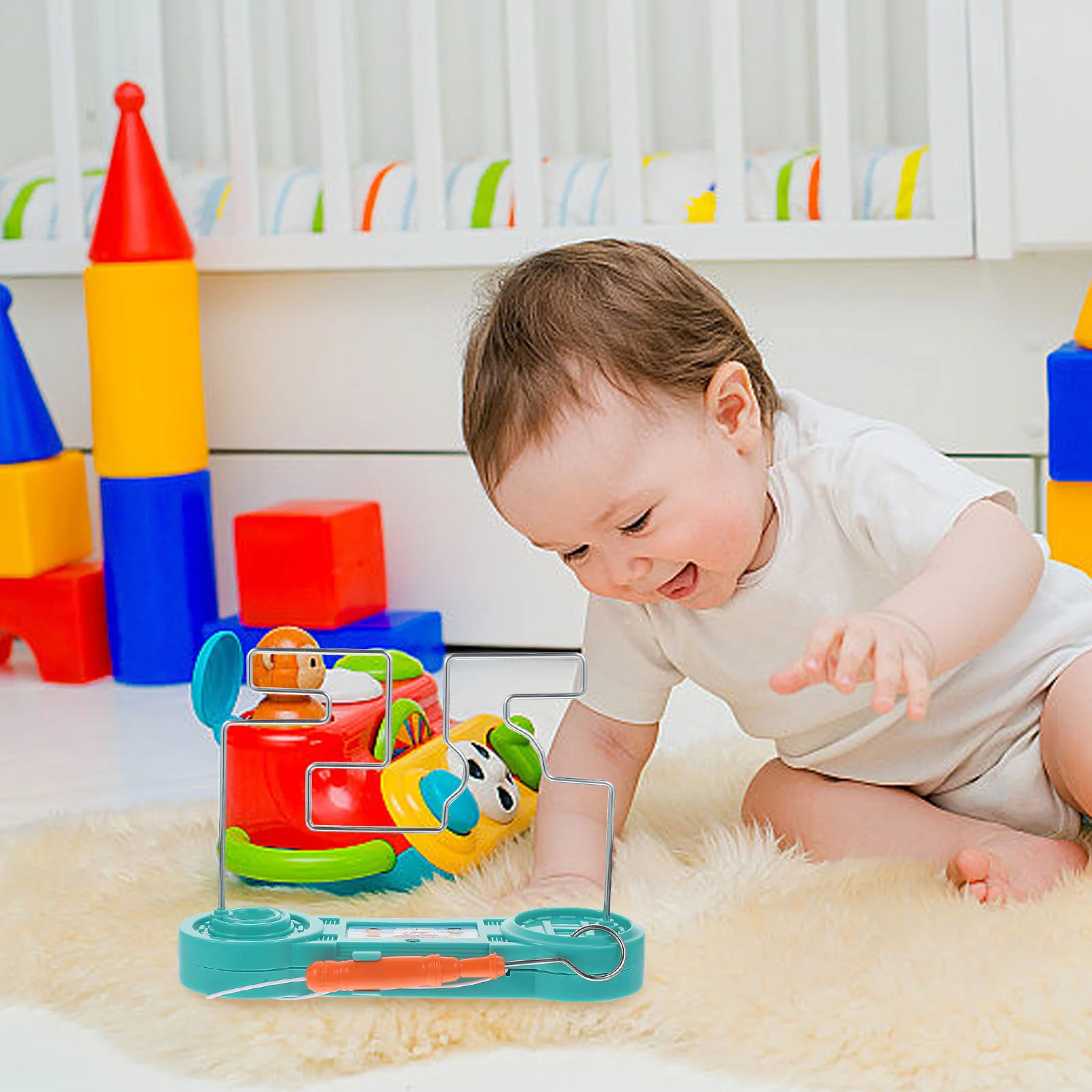 Mainan permainan labirin elektrik pesta Bump interaksi orang tua anak lucu Puzzle elektromagnetik plastik pelatihan 3d Plaything