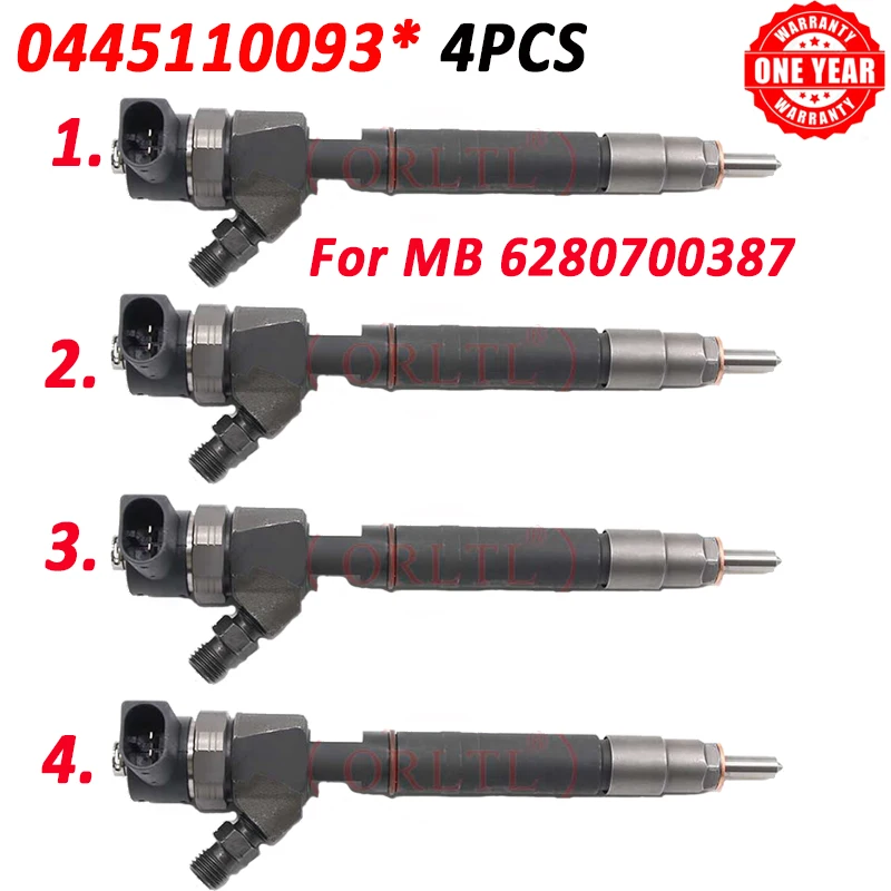 ORLTL New Injector 0445110093 Diesel Nozzle 0 445 110 093 OEM 6280700387 0986435035 A6280700387 For Mercedes Benz Car