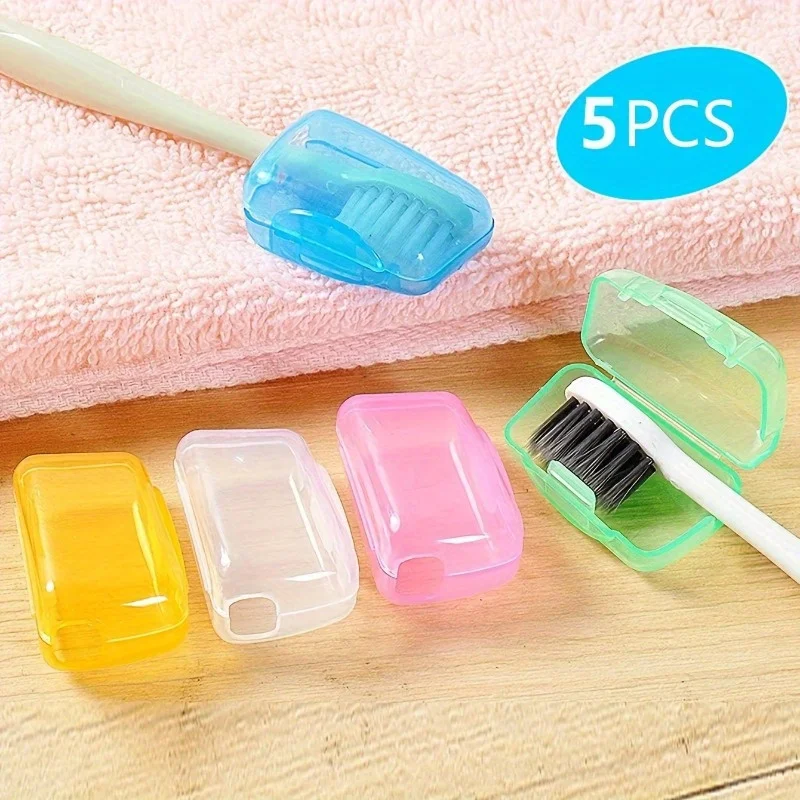 5pcs Portable Toothbrush Cases - Durable Travel Toothbrush Storage Containers, Unscented, Easy-to-Clean Toothbrush Holders