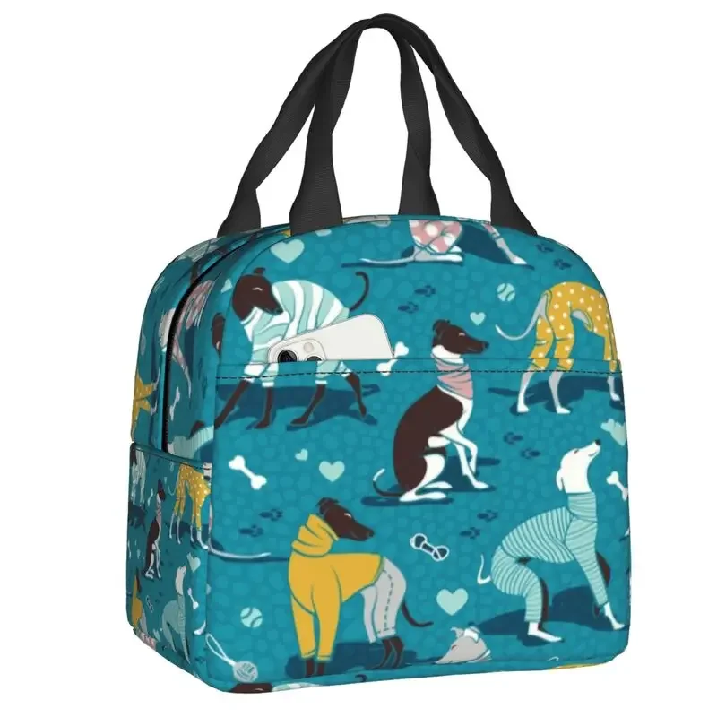 Vintage Whippet Windhond Hond Lunch Tas Koeler Thermisch Geïsoleerde Bento Box Voor Vrouwen Kinderen Werk School Strand Reizen Voedsel Draagtas