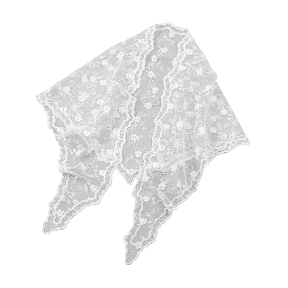 

Casual Lace Flower Hair Scarf Headband Thin Vintage Bandanas for Women Bohemian Cute Sweet Headscarf Shawl Photography
