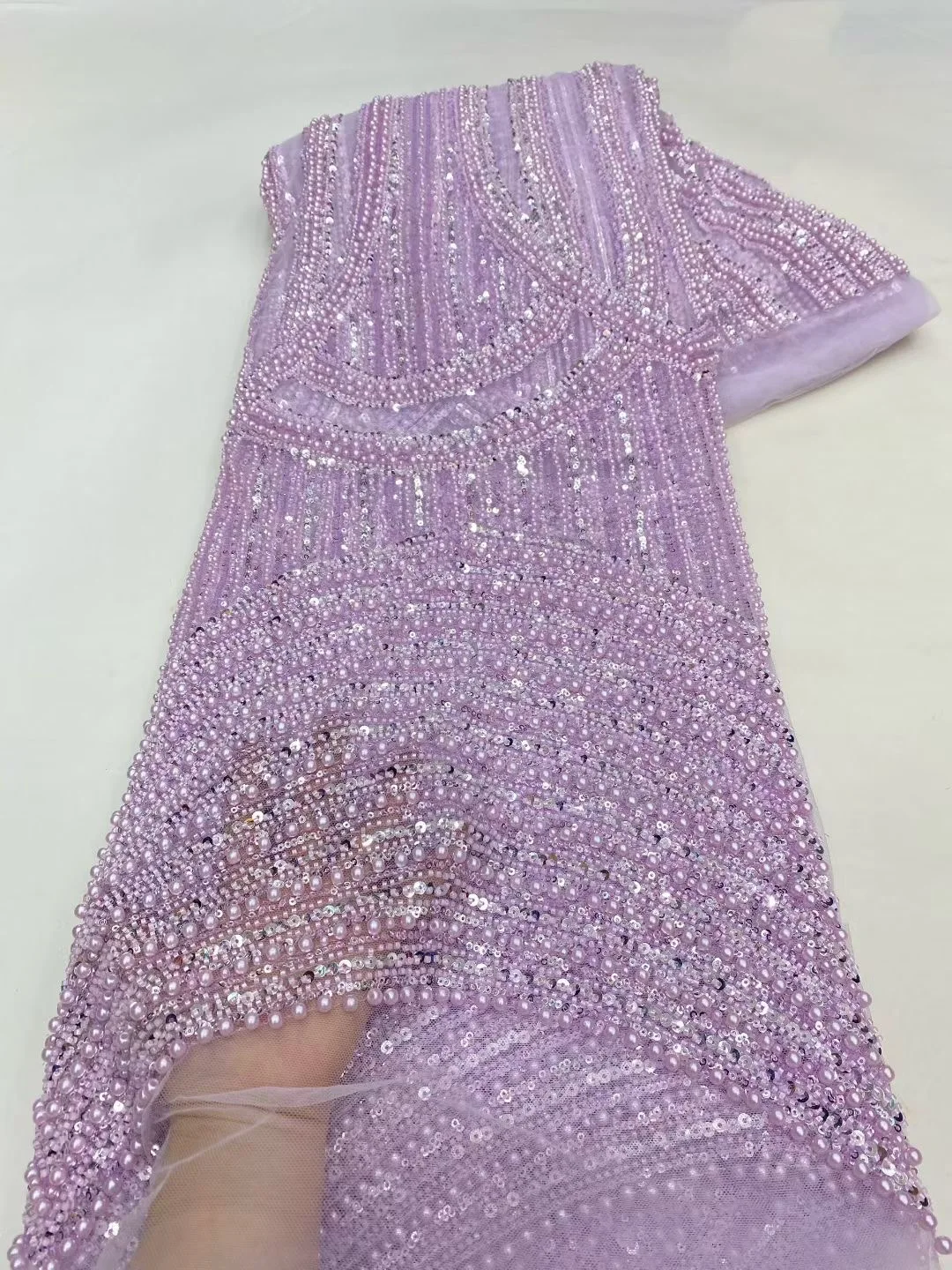 Afrikanische 2025, hochwertige Mesh-Pailletten, Stickerei, Perlen, Tüll, nigerianische Spitzenstoffe für Brautmaterial, Hochzeit, Nähen