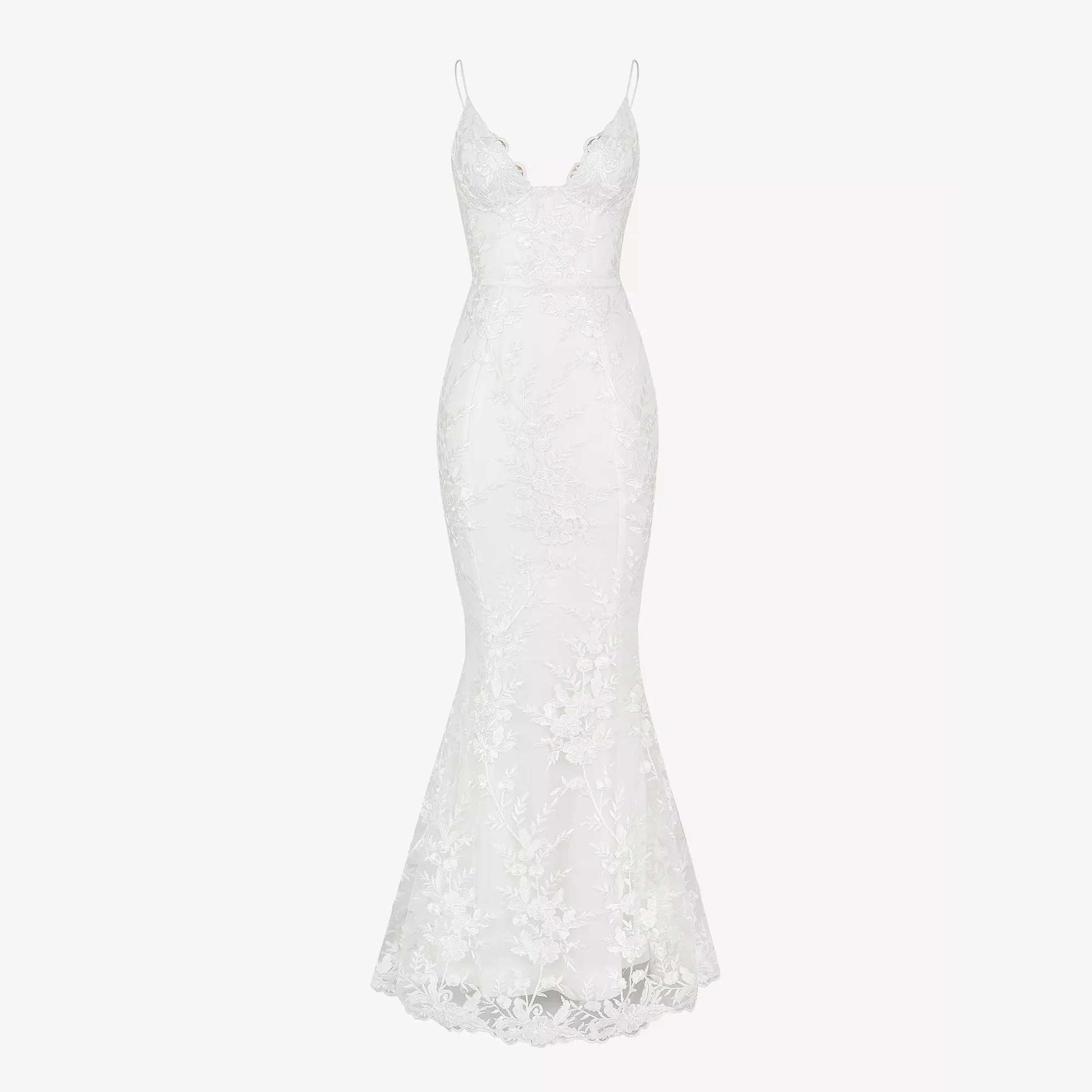 Robe de mariée en dentelle florale festonnée pour femmes, robe maxi licou, corset élégant, ajusté, robe d'invité de mariage formelle, patients