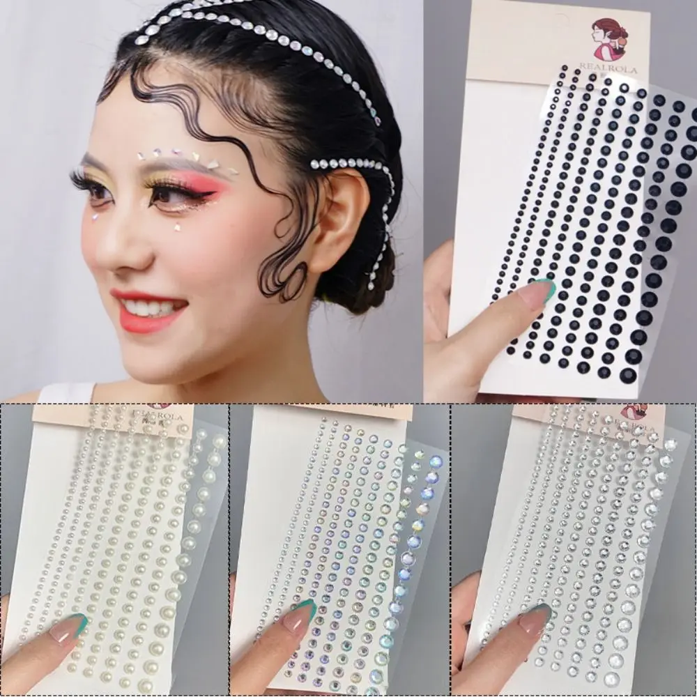 

Diamonds Makeup Tools Temporary Tattoo Stickers Long Rhinestone Strip Sticker Adhesive Face Decal Hair Rhinestone Decoration