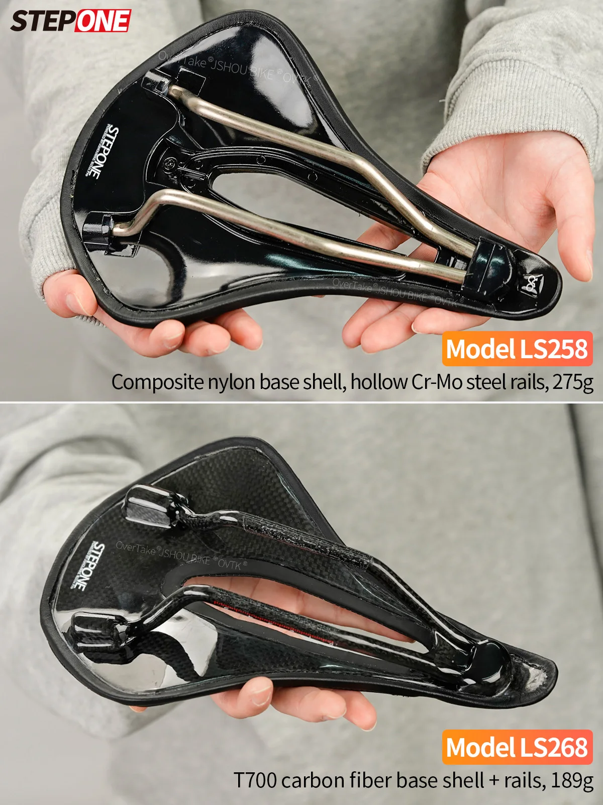เบาะจักรยาน STEPONE รุ่น Ultralight Racing Hollow สำหรับจักรยานเสือภูเขาและจักรยานถนน รางคาร์บอน ทรงสั้น นั่งสบาย กว้างขึ้น อุปกรณ์เสริมสำหรับการปั่นจักรยาน