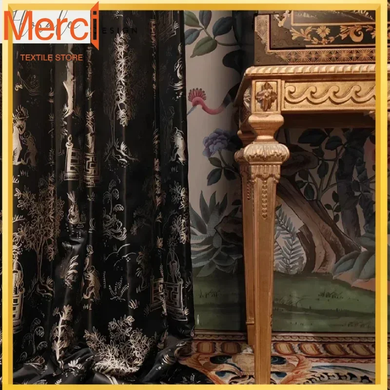 

Retro Style Mixed With French Romance Curtains For Living Room Bedroom Dining High Precision Jacquard Custom Size Luxury Tulle