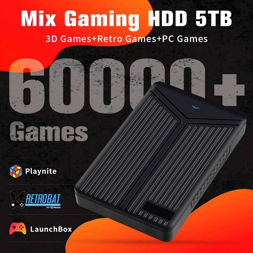 3A/Retro Game Console Gaming HDD With 60000+ Games For PS4/PS3/PS2/Wii/WiiU/Gamecube/Sega Saturn Retrobat&Playnite&Launchbox