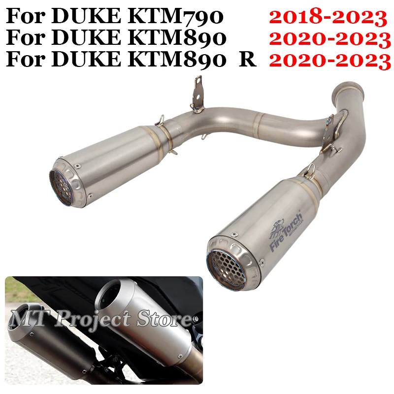 

Slip On For KTM DUKE 790 890 890R 2018 - 2023 Motorcycle Exhaust System Escape Titanium Alloy Mid Link Pipe With Double Muffler