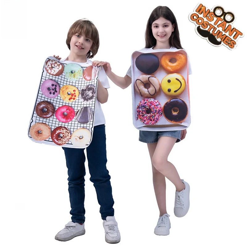 زي الدونات المضحك للهالوين للبالغين والأطفال والرجال والنساء، أداء كوسبلاي بار من البوليستر عالي الجودة #4