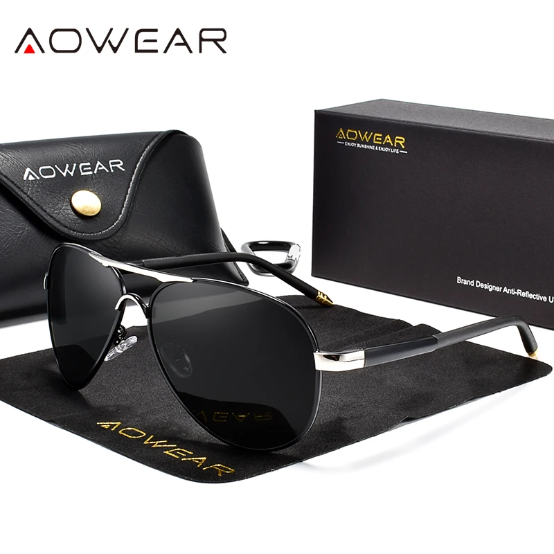 AOWEAR männer Luftfahrt Sonnenbrille Männer Polarisierte Spiegel Sonnenbrille für Mann HD Fahren Pilot Sonnenbrille lunettes de soleil homme 4