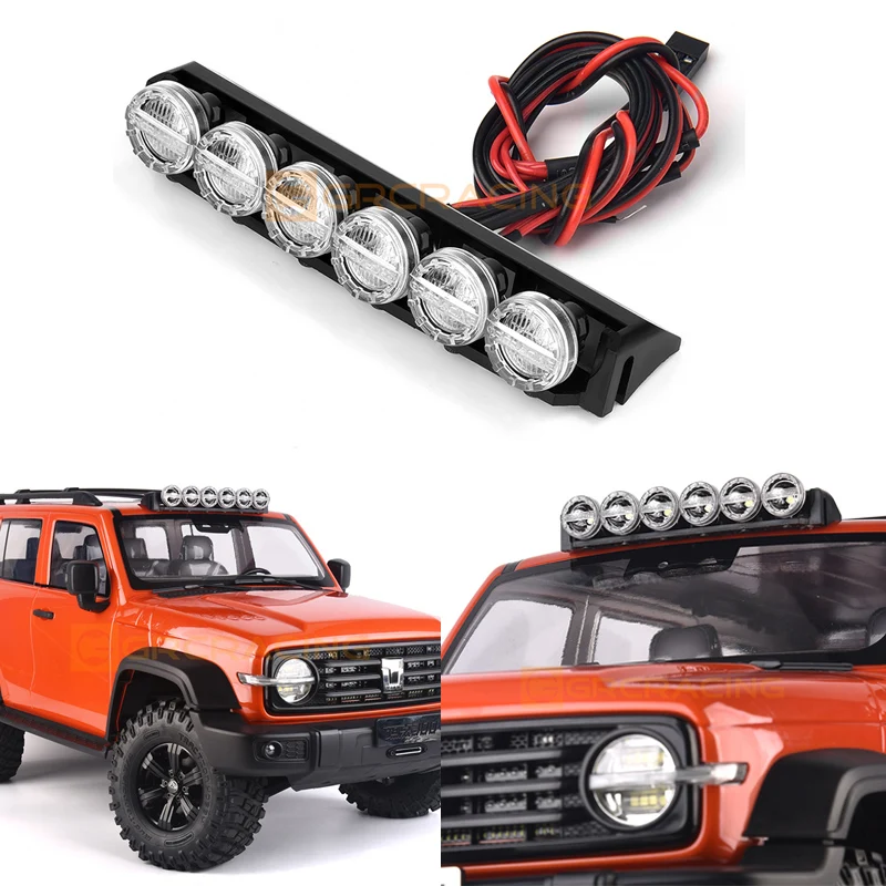 Roof 6 Head Spotlights for 1/10 RC Crawler Car Traxxas TRX4 Defender Bronco Tank 300 Wrangler Cherokee Searchlight Upgrade Parts