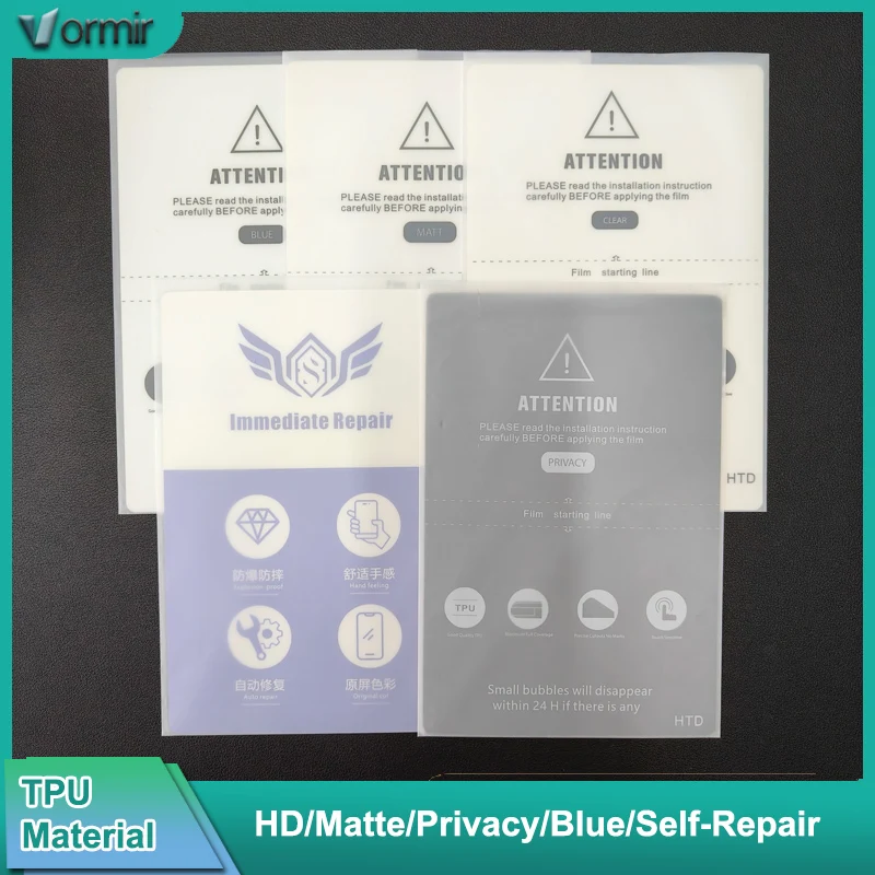 

Vormir 50pcs Flexible Self Repair HD Films for Plotter Matte Privacy Phone Screen Protectors Hydrogel Films for Cut Machine