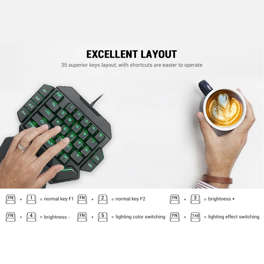 Blacklight Keyboard Onehanded Keyboard RGB Blacklight Mechanical Keyboard With Macro Definition Function Mechanical Keyboard