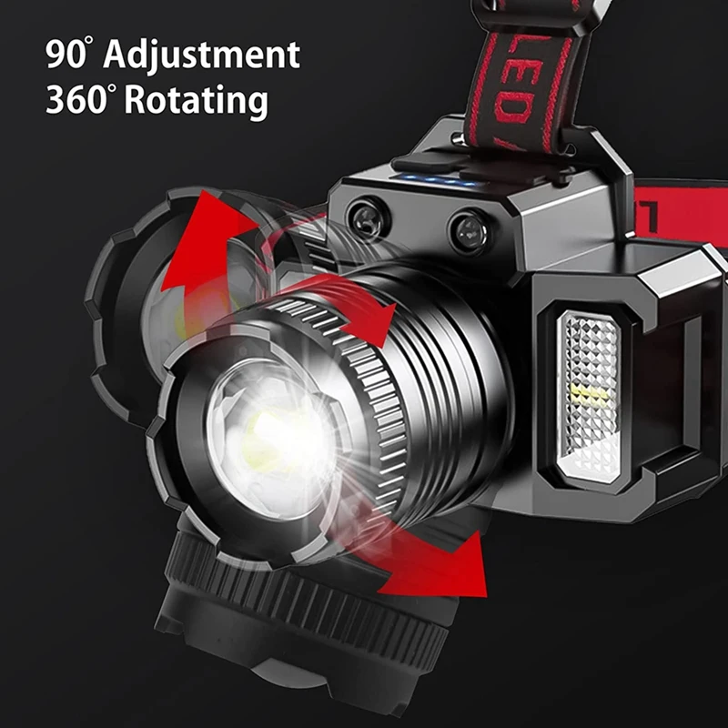 1 Set Camping Headlamp 360° Adjustable Angle Headlight Flashlight Motion Sensor For Fishing