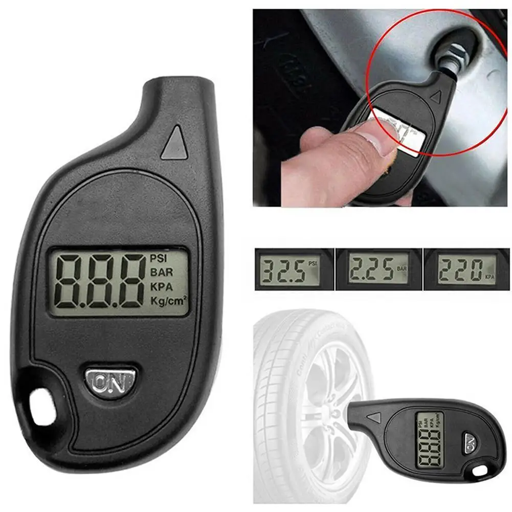 Mini Tire Gauge Digital LCD Display Car Tire Air Pressure Keychain Motorcycle Style Meter Alarm Tire Safety Tester Auto Car I0U9