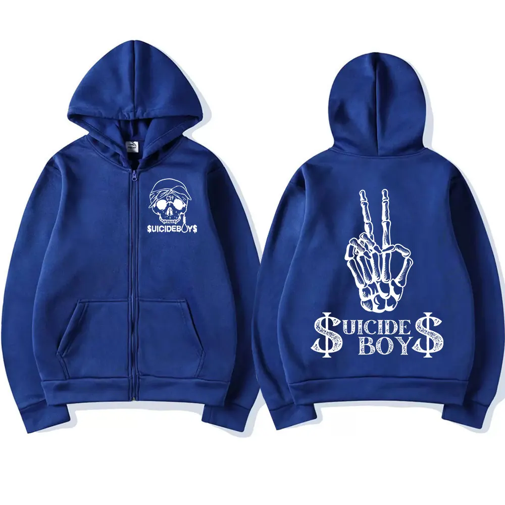 Suicideboys G59 Skelett Reiß verschluss Hoodies American Hip Hop Gothic übergroße Reiß verschluss Sweatshirt Männer Frauen Langarm lose Pullover