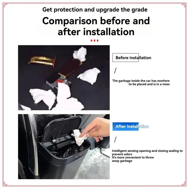 Car Automatic Clamshell Hanging Garbage Trash Bin Vehicle Square Pressing For Alphard 40/30 Series Dedicated