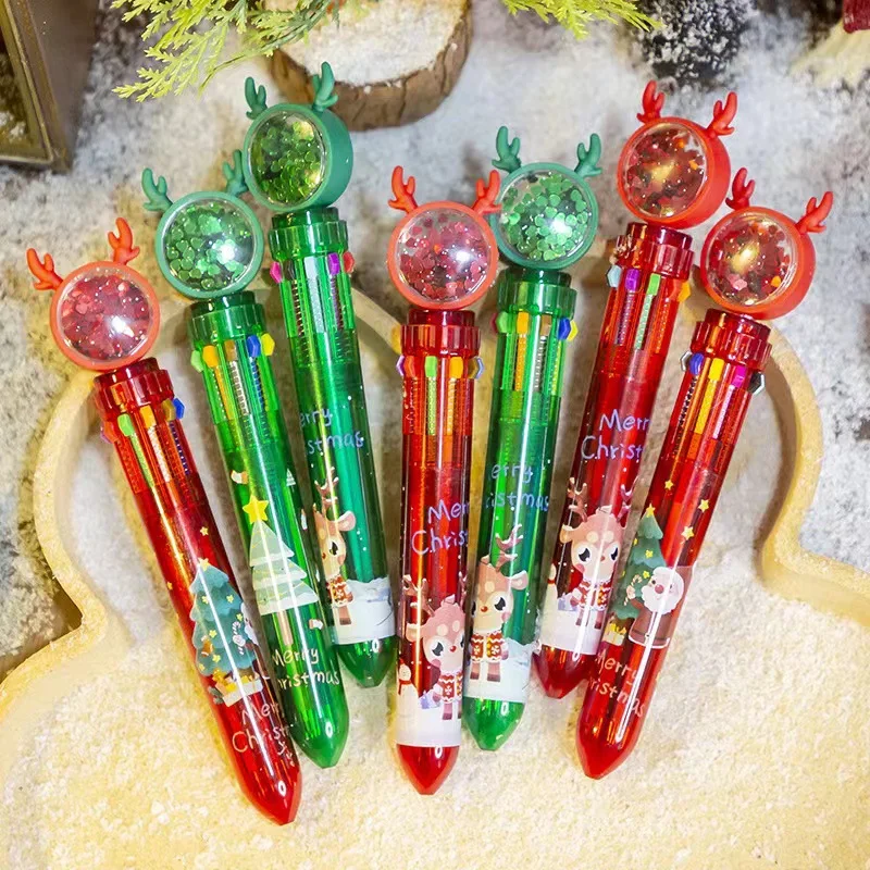 24 pcs wholesale Christmas decor cartoon Christmas ballpoint pen color ten-color pen stationery gifts wholesale for students