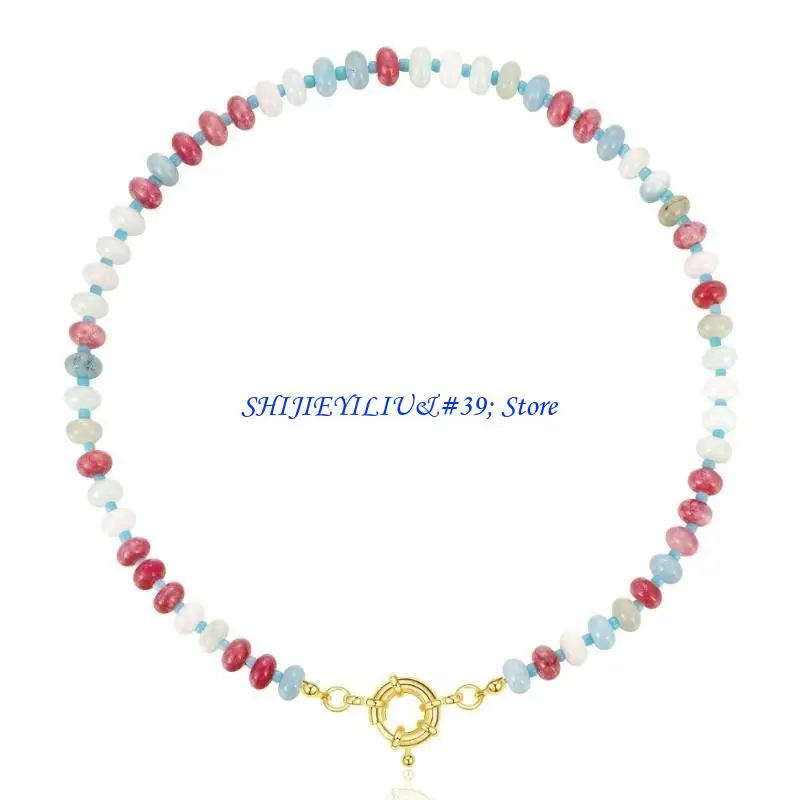 E21F Adjustable Length Necklace Colorful Beads Necklace Fashion Statement Necklace