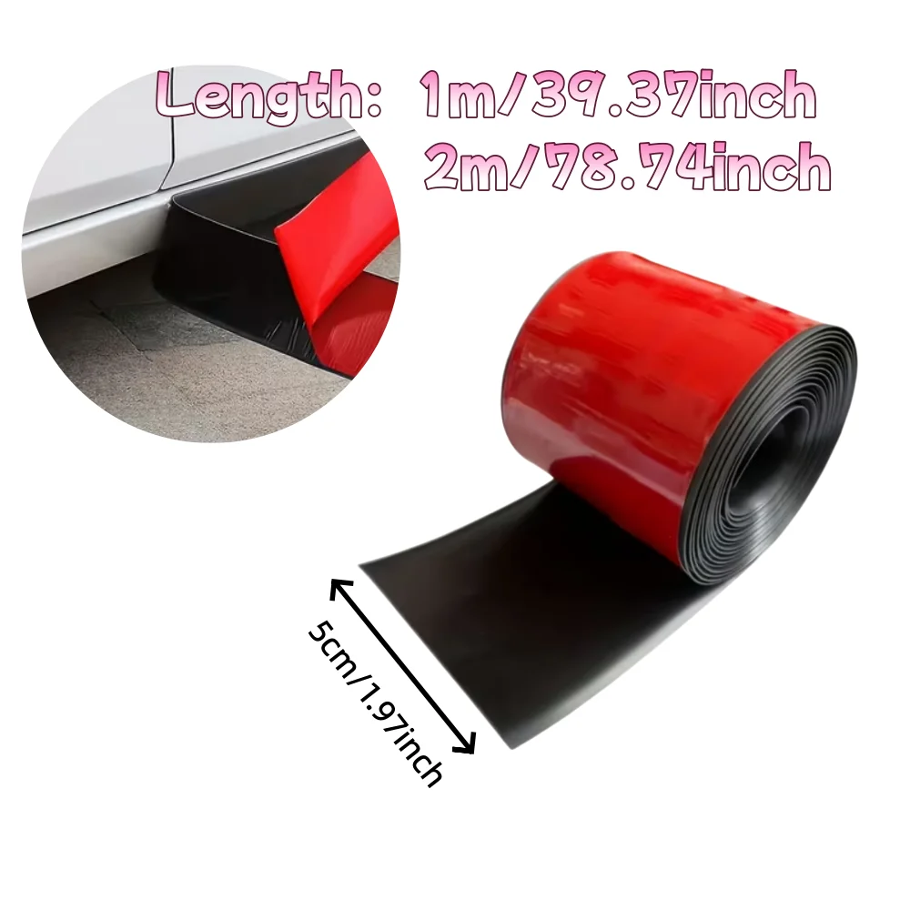 2/1m Long Car Side Scratch Strip, 1.97-Inch Wide Black Anti-Collision Strip, PVC Bumper Protector And Door Sill Decoration